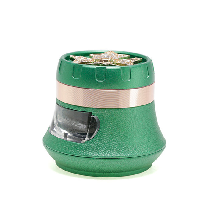 4 Piece With Drill Design Drawer Chamfer 63MM Large Capacity Herb Grinder-Green