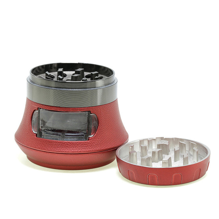 4 Piece With Drill Design Drawer Chamfer 63MM Large Capacity Herb Grinder-Red