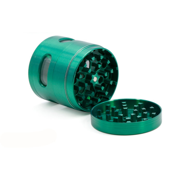 4 Piece Zinc Alloy 52MM Side Window Weed Grinder-Green
