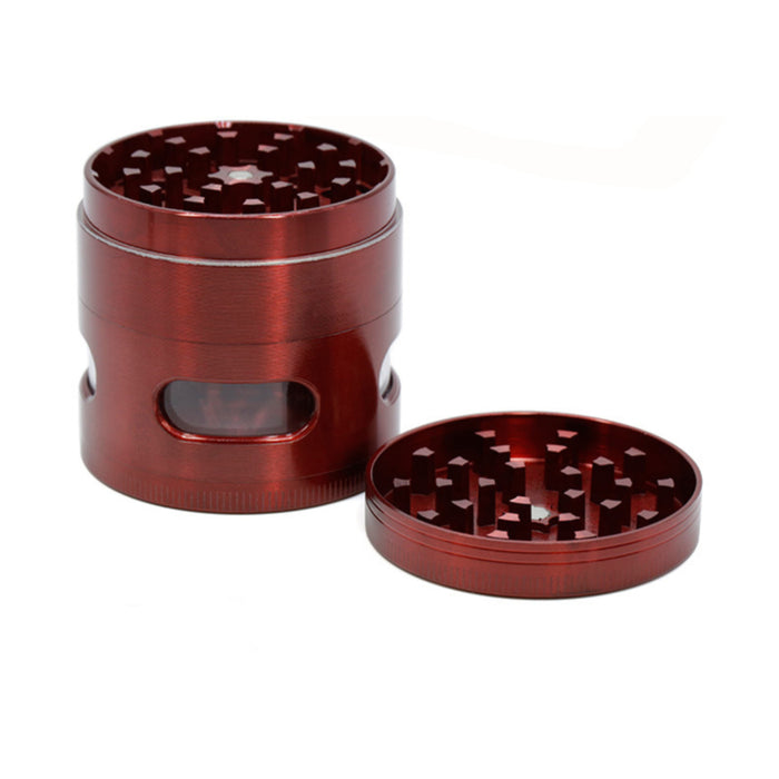 4 Piece Zinc Alloy 52MM Side Window Weed Grinder-Red