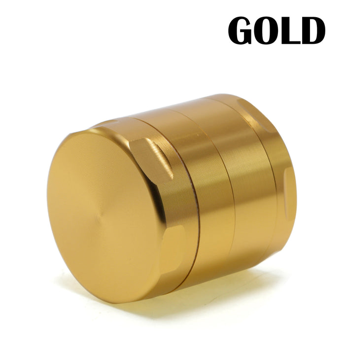 40MM Aluminum Alloy Four-Layer Flat Chamfering Herb Grinder | Gold