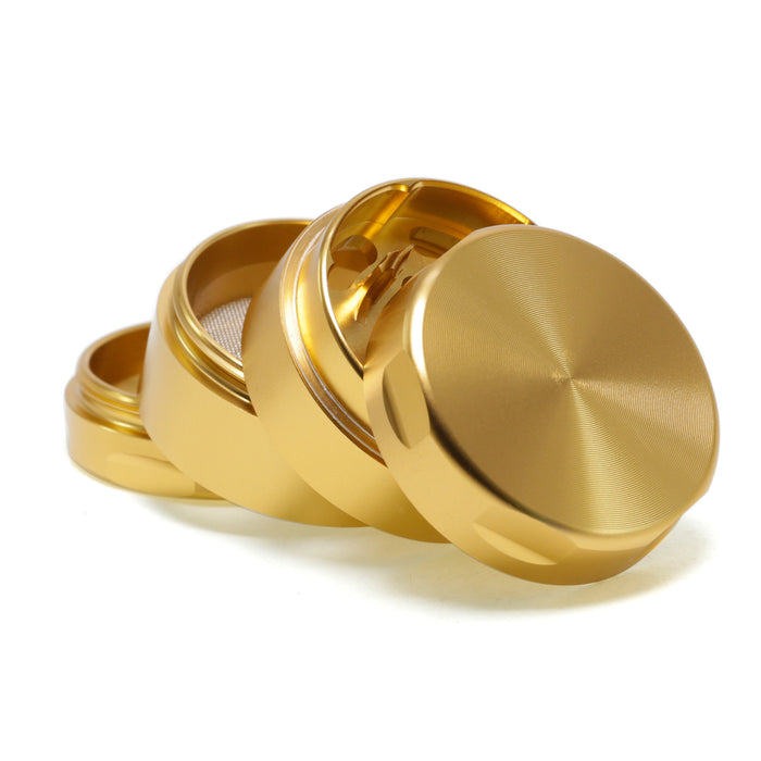 40MM Aluminum Alloy Four-Layer Flat Chamfering Herb Grinder | Gold