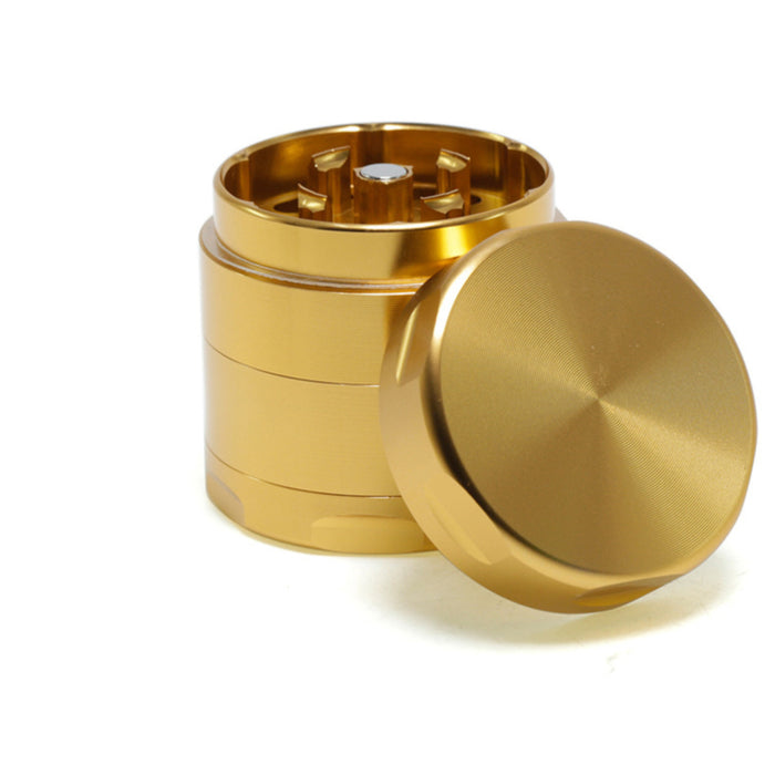 40MM Aluminum Alloy Four-Layer Flat Chamfering Herb Grinder | Gold