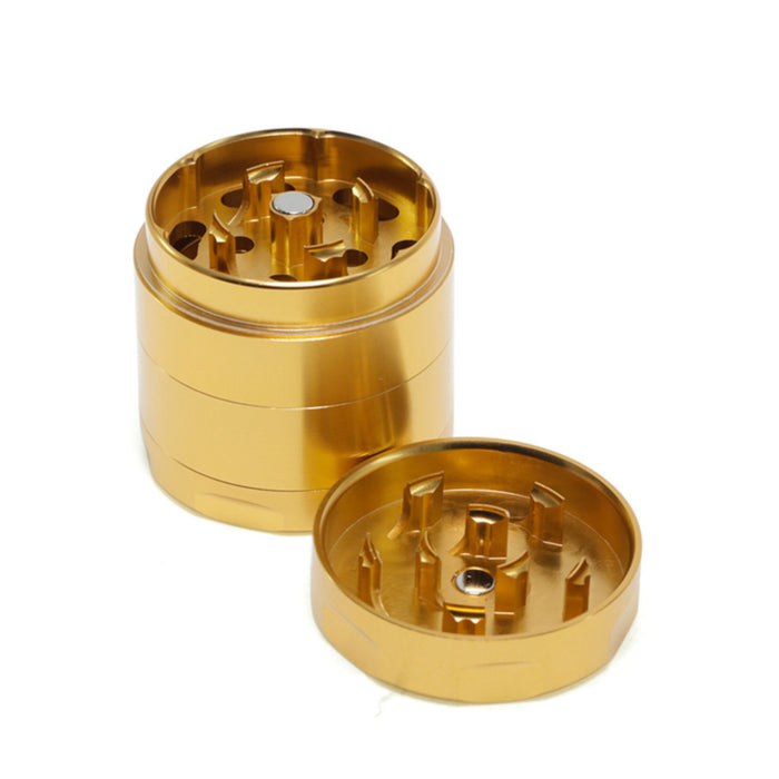 40MM Aluminum Alloy Four-Layer Flat Chamfering Herb Grinder | Gold