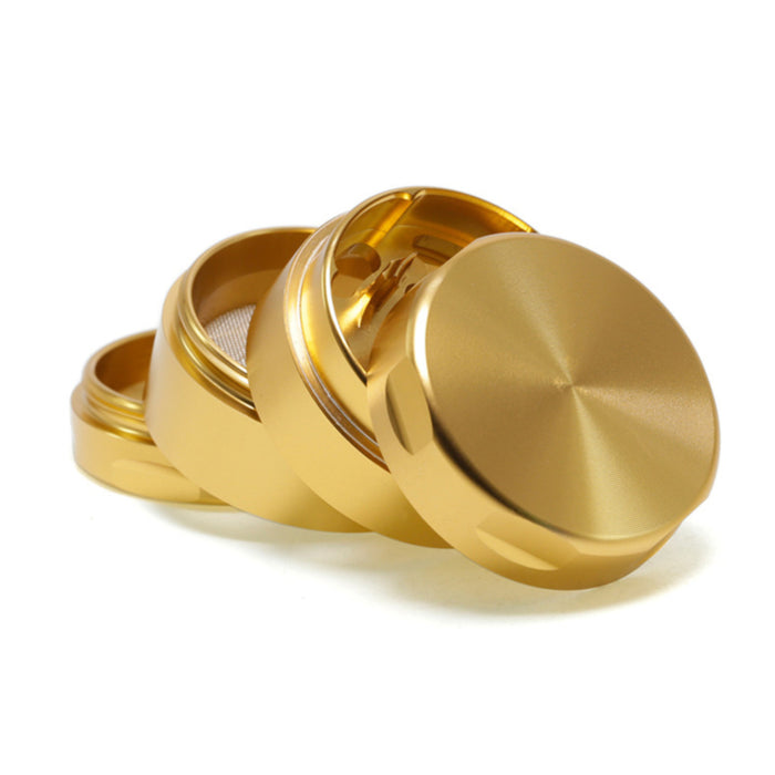 40MM Aluminum Alloy Four-Layer Flat Chamfering Herb Grinder | Gold