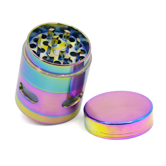 40MM Zinc Alloy 4 Piece Ice Blue Side Window Colorful Weed Grinder