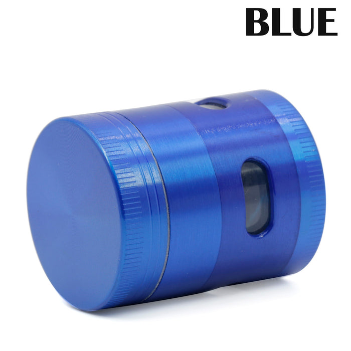 40MM Zinc Alloy Four-Layer Side Window Herb Grinder-Blue