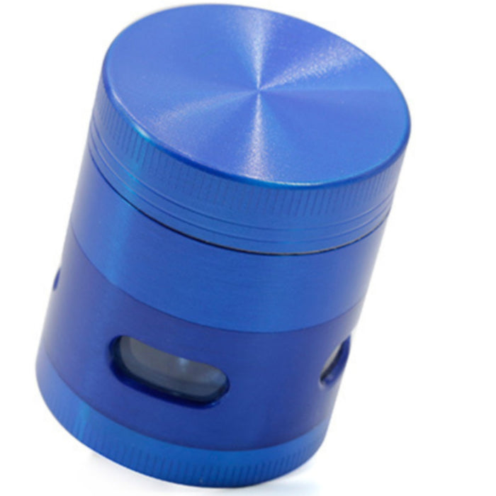40MM Zinc Alloy Four-Layer Side Window Herb Grinder-Blue