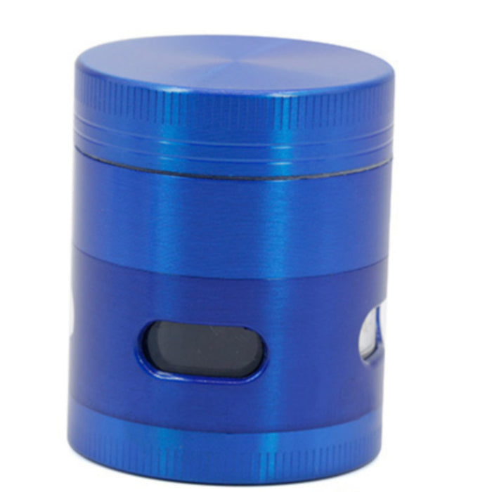 40MM Zinc Alloy Four-Layer Side Window Herb Grinder-Blue