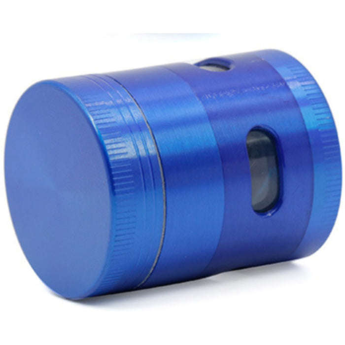 40MM Zinc Alloy Four-Layer Side Window Herb Grinder-Blue