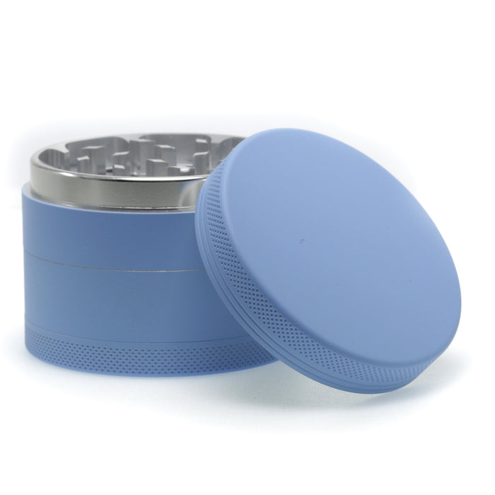 4 Part Inner Silver Aluminum Alloy Outer Rubber Paint Weed Grinder-Blue