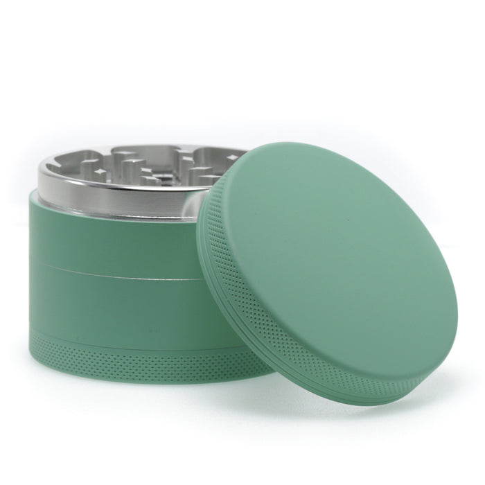 4 Part Inner Silver Aluminum Alloy Outer Rubber Paint Weed Grinder-Green