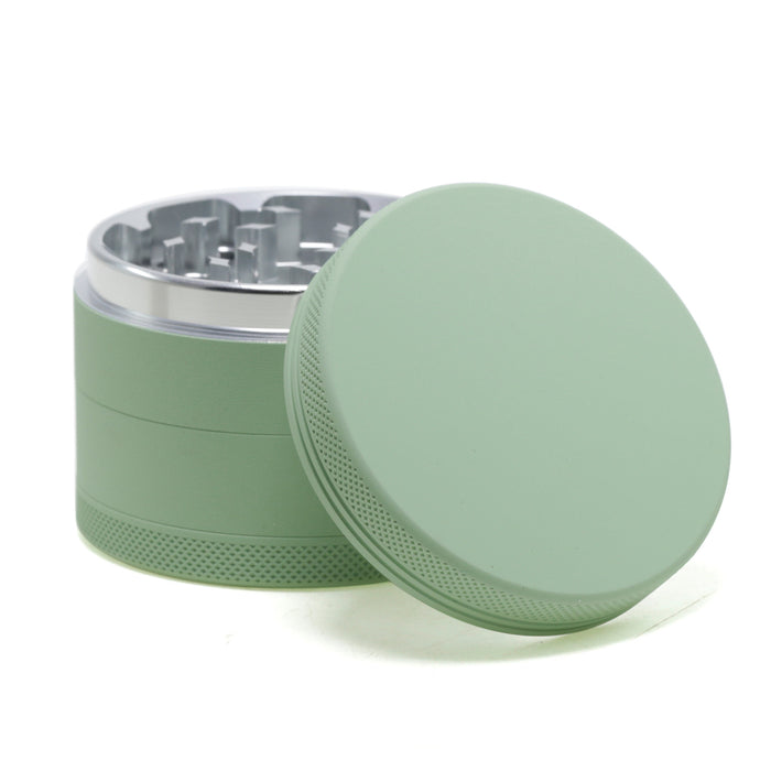 4 Part Inner Silver Aluminum Alloy Outer Rubber Paint Weed Grinder-Light Green