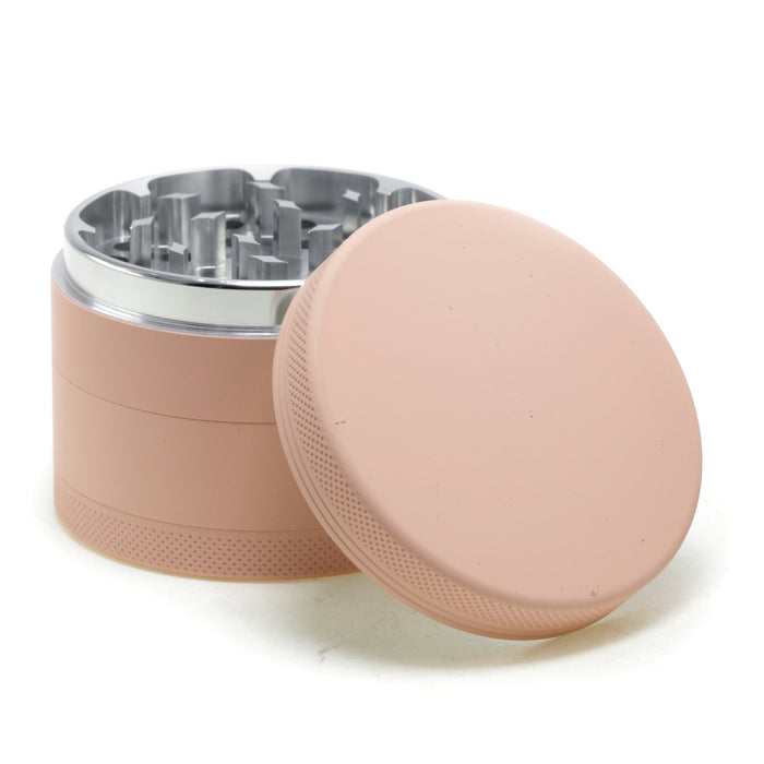 4 Part Inner Silver Aluminum Alloy Outer Rubber Paint Weed Grinder-Pink