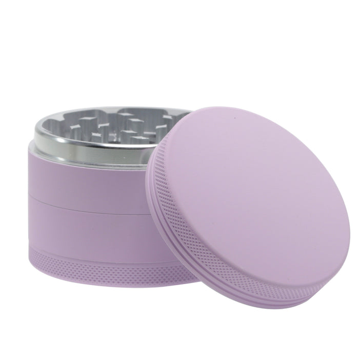 4 Part Inner Silver Aluminum Alloy Outer Rubber Paint Weed Grinder-Purple
