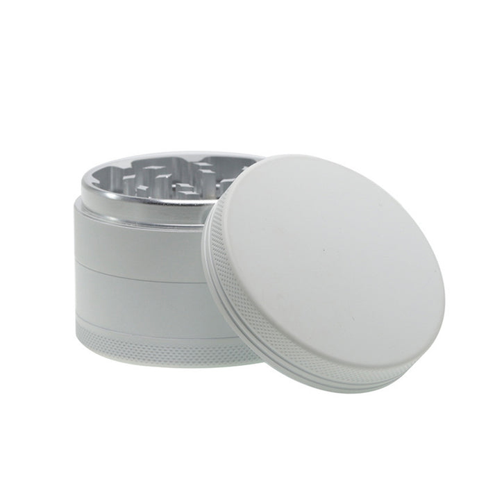 4 Part Inner Silver Aluminum Alloy Outer Rubber Paint Weed Grinder-White
