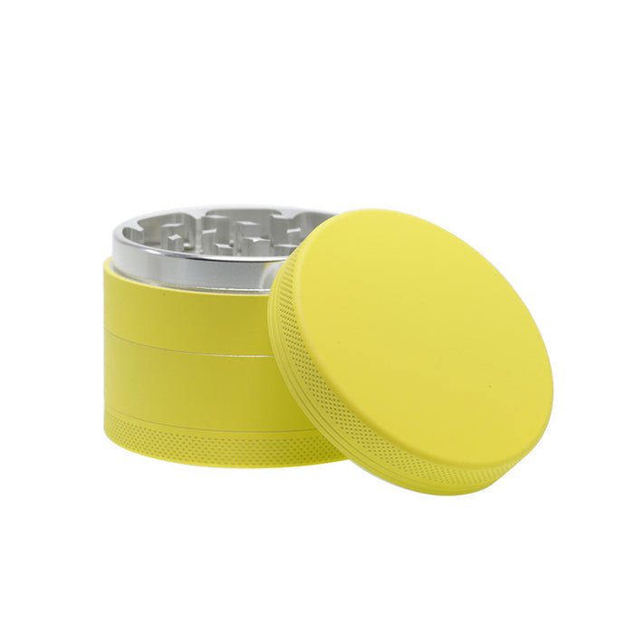 4 Part Inner Silver Aluminum Alloy Outer Rubber Paint Weed Grinder-Yellow