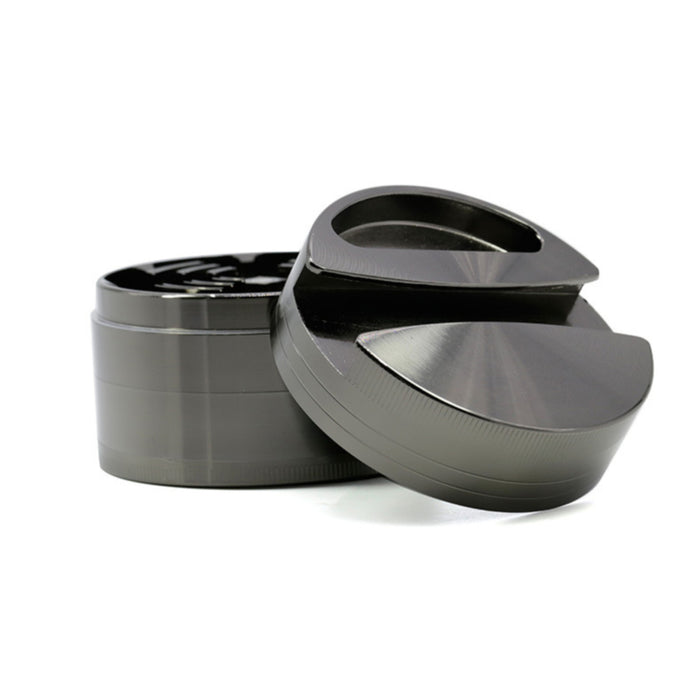 4 Parts One-sided Groove Zinc Alloy Herb Grinder With 75MM-Gun Black Color