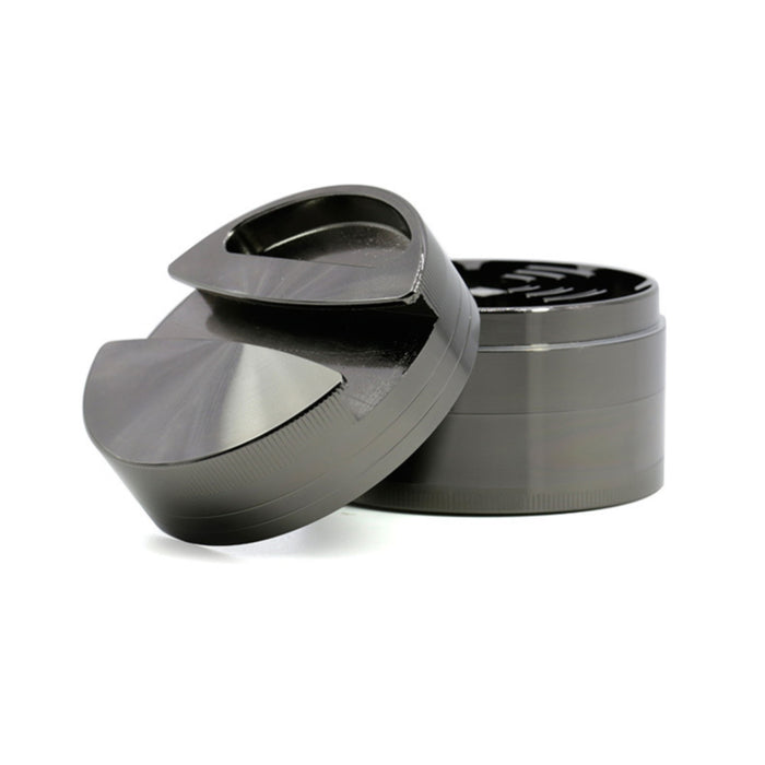 4 Parts One-sided Groove Zinc Alloy Herb Grinder With 75MM-Gun Black Color