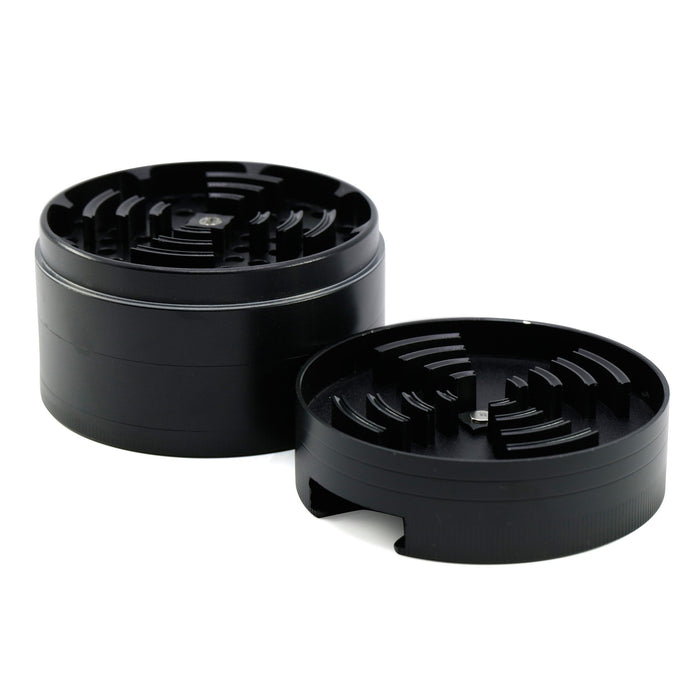 4 Parts One-sided Groove Zinc Alloy Herb Grinder With 75MM | Black Color