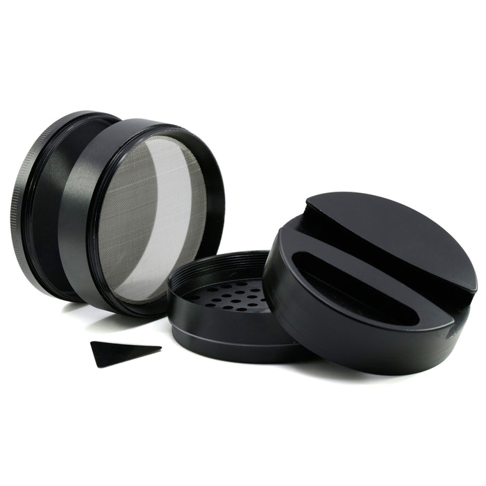 4 Parts One-sided Groove Zinc Alloy Herb Grinder With 75MM | Black Color