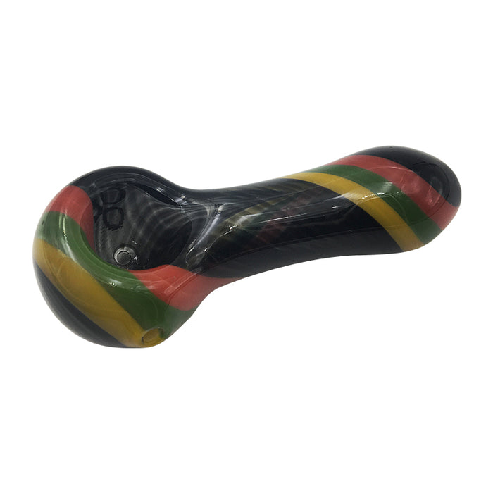 Three Color Layers Ribbon Spoon Hand Pipe with Glass Marbles 184#