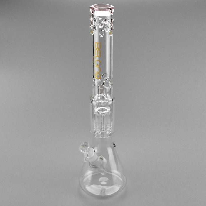 Pink Beaker Flame Glace Glass Bong 19" Tall 325#