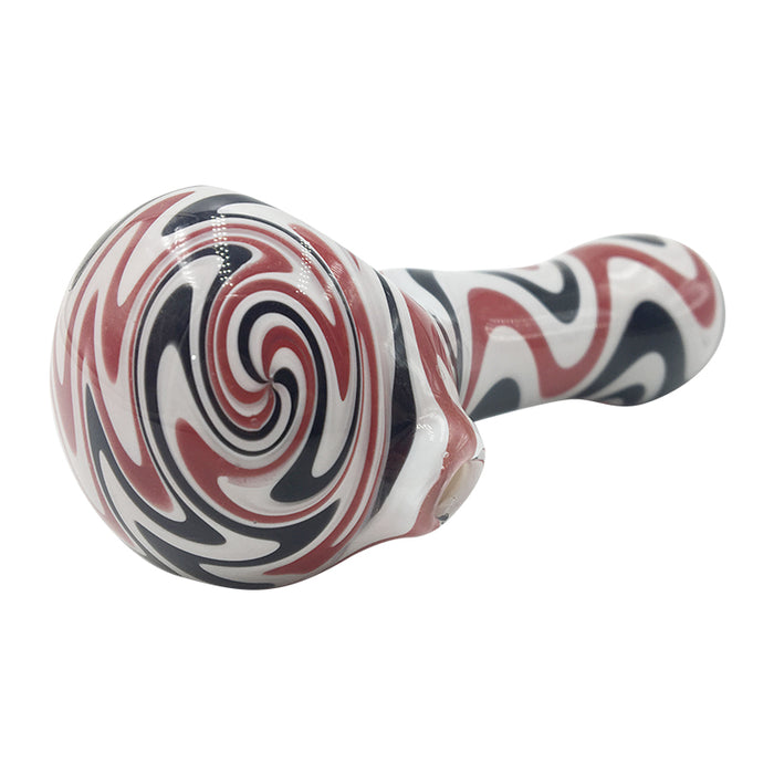 Red Black White 3 Colors Mixed Hybrid Lines Spoon Hand Pipe Glass 178#