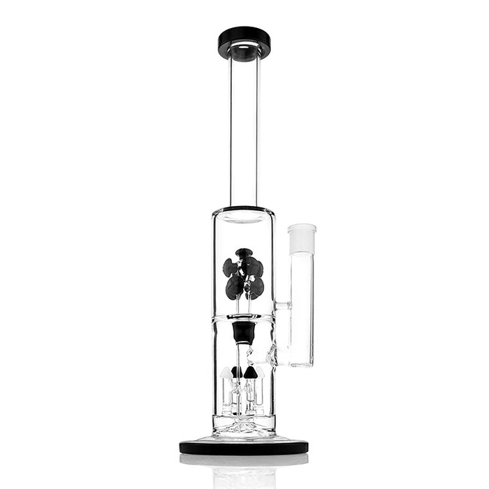 Black Fritted Disc Straight Glass Smoking Water Pipe
