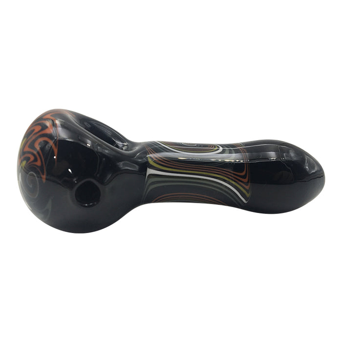 Multiple Circles Glass Spoon Pipe With Reverse Waves Bowl  190#