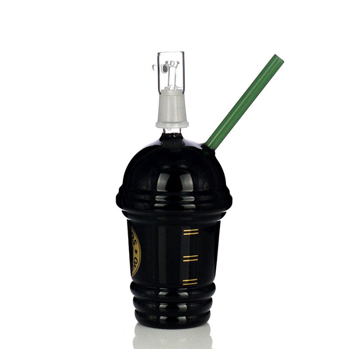 18MM 8 Inches Black Starbucks Cup Water Pipe Glass Smoking Cup