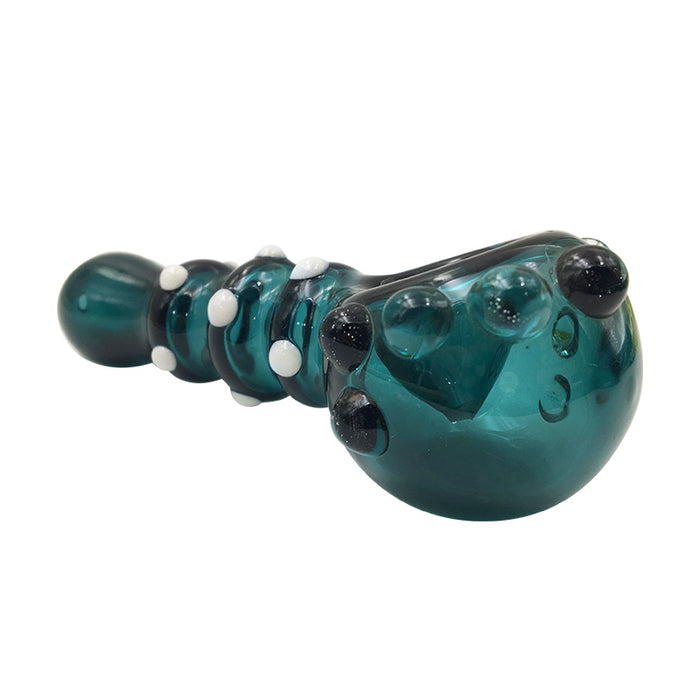 Inside-out Colored Stripes Spoon Pipe with Glass Marbles 221#