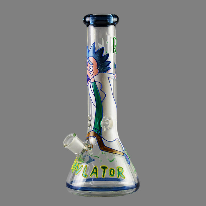 7MM Thick Morty Pattern Glass Smoking Water Pipe 355#