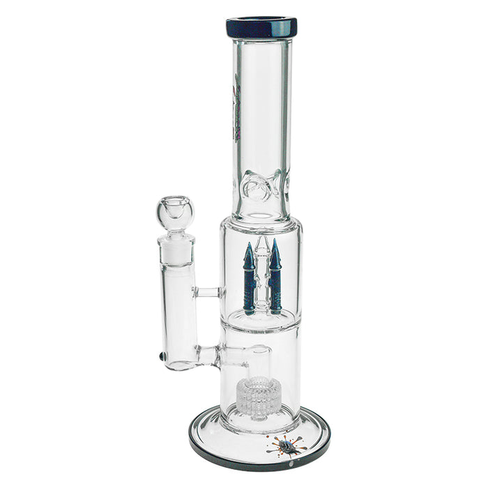 15" Tall Heavy Glass Water Pipe Thick Glass with Rocket and Tire Filters