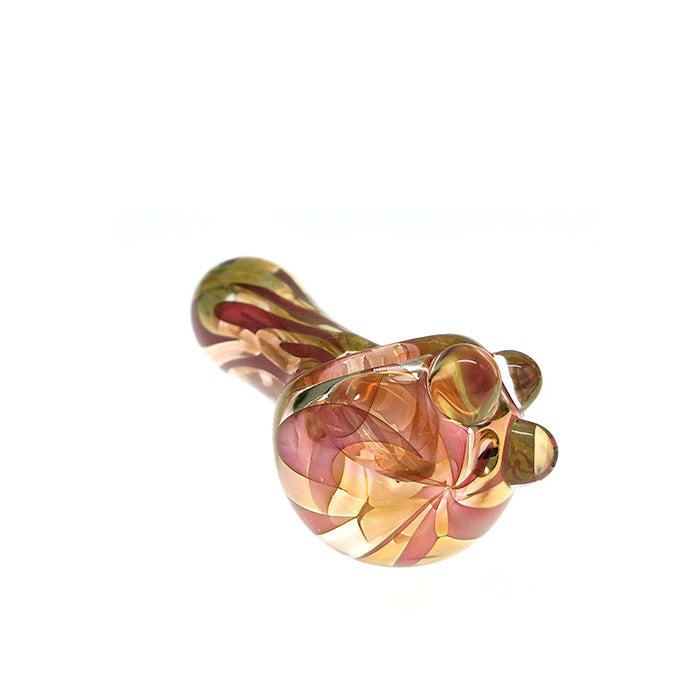 Colored Stripe Fumed Spoon Pipe with Glass Marbles 084#