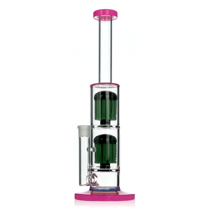 Pink Lips Double Green Dome Percolators Hookah Glass Smoking Water Pipes 285#