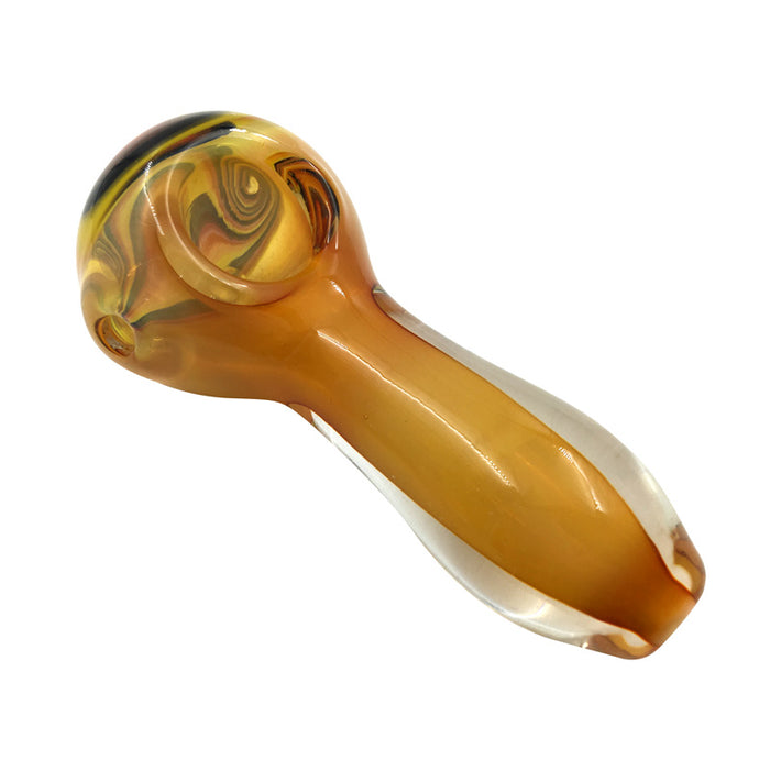 Gold Fumed Spoon pipe W/ distorted round grain bowl 016#