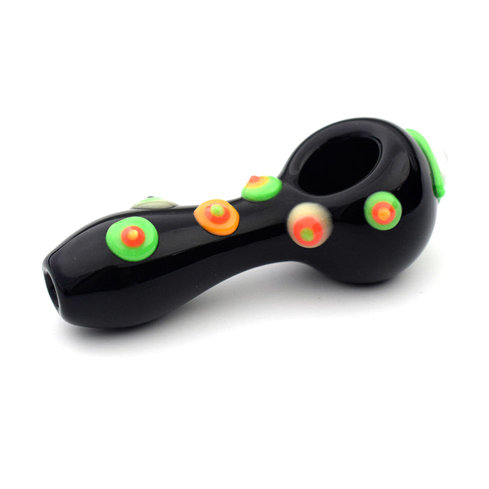4“ Classic black glowing glass hand pipe with eyes ball G34