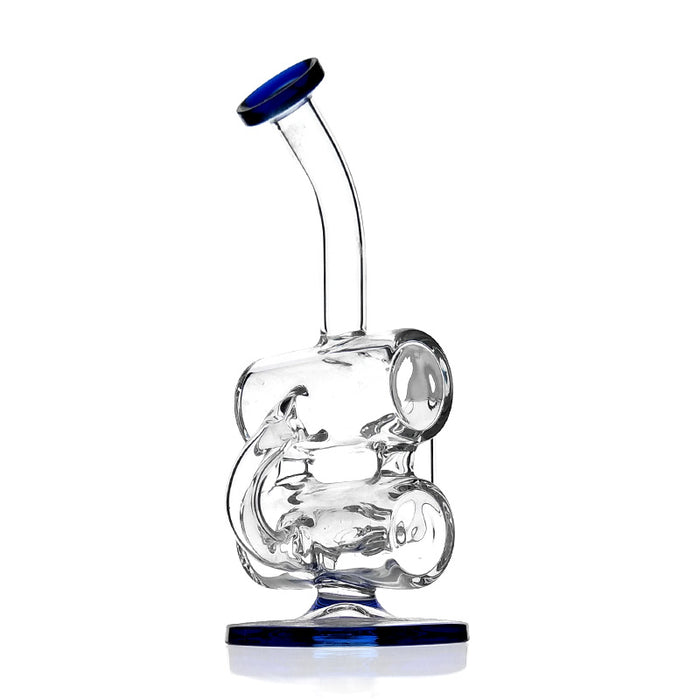 8.5" Double Barrel Hammerhead Recycler Water Pipe Rig with Blue  Color
