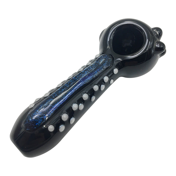 Owl Bowl Glass Spoon Pipe with Article Black & White Stripes 216#