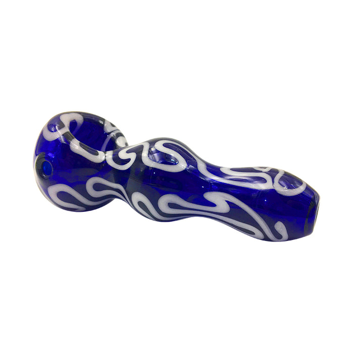 Blue & White rotating grain Glass Spoon pipe 223#