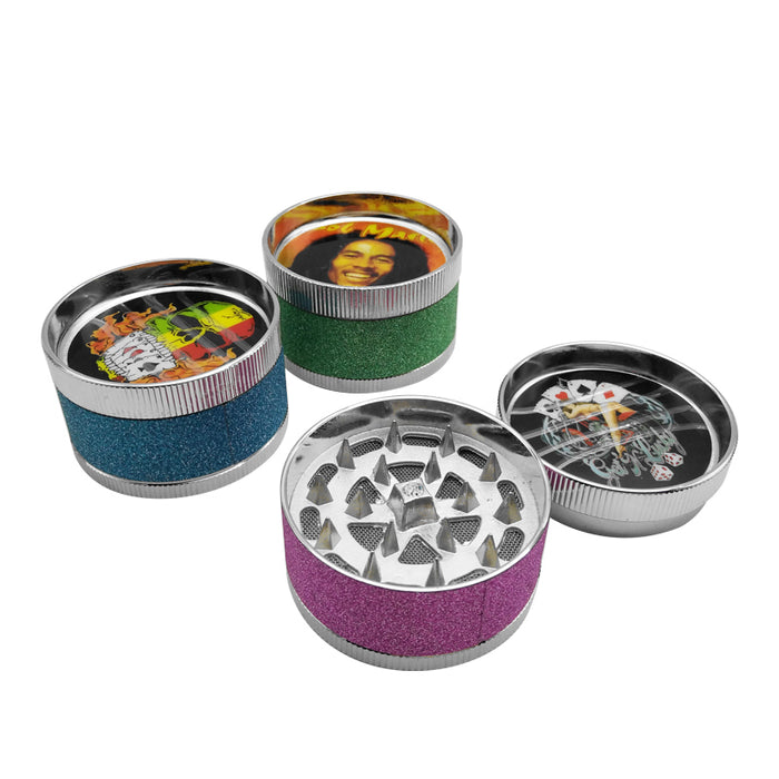 3 Layers Portable And Practical Cool Pattern Smoking Crusher Metal Herb Cigarettes Accessories Hookah Pipe Hand Muller Tobacco Grinder