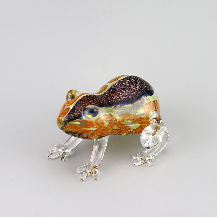 Blue Stripe Brown Body Toad Frog Glass Pipe with Clear Four Legs 141#