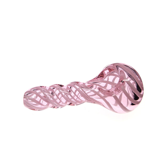 Inside Pink Cross stripes Clear Spoon pipe for Girl Gift 025#