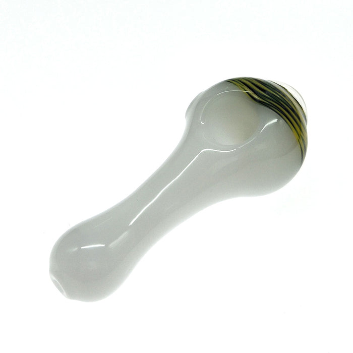 White Jade Spoon pipe Green Thread Marbles Glass Bowl Pipe 076#