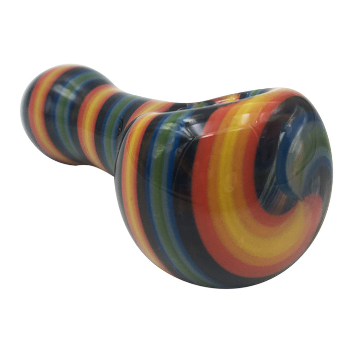 Vertical Orange Blue Colored Stripes Spoon Pipe  194#