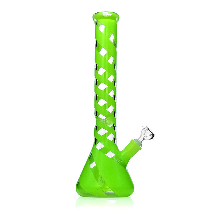 15.5" Glass Green Beaker Bong with Fluorescent Green 280#