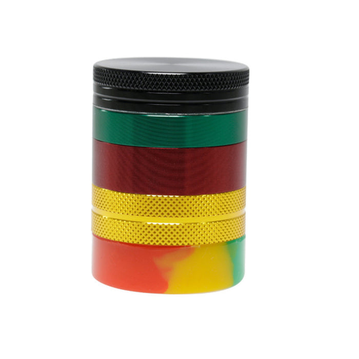 55MM Color Aluminum Alloy Bottom Cover Silicone Separator Flat Herb Grinder