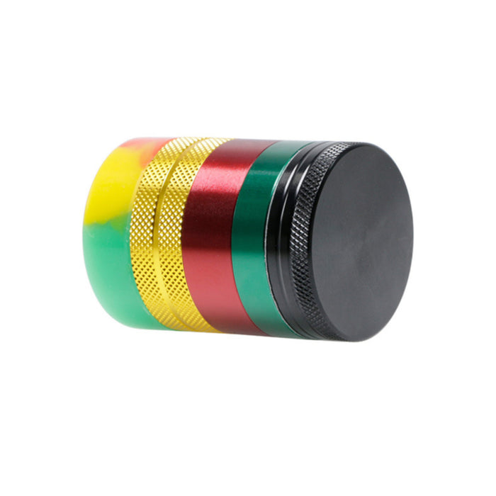 5 Part Color Aluminum Alloy Bottom Cover Silicone Separator Flat Herb Grinder