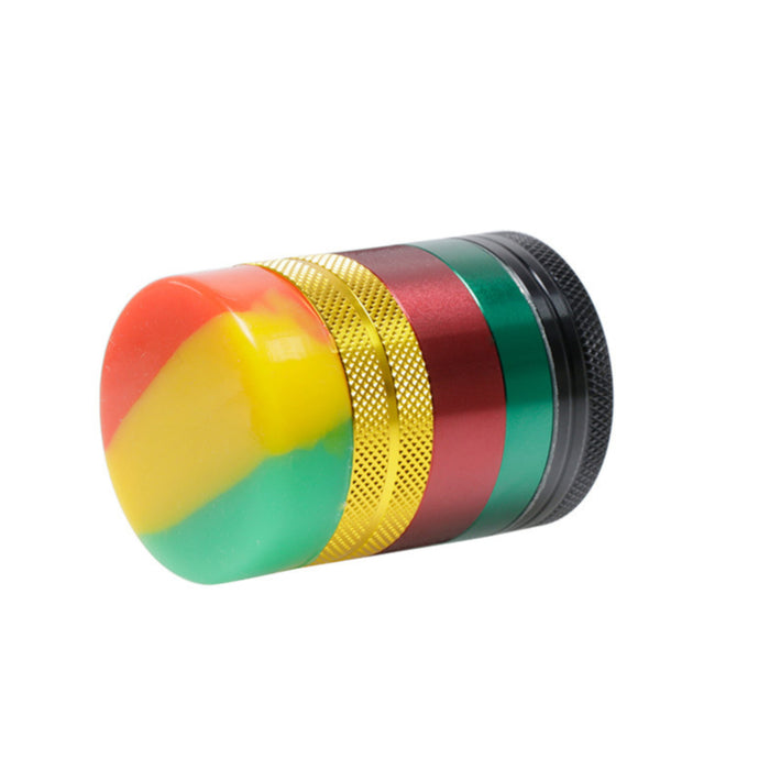63MM Color Aluminum Alloy Bottom Cover Silicone Separator Flat Herb Grinder